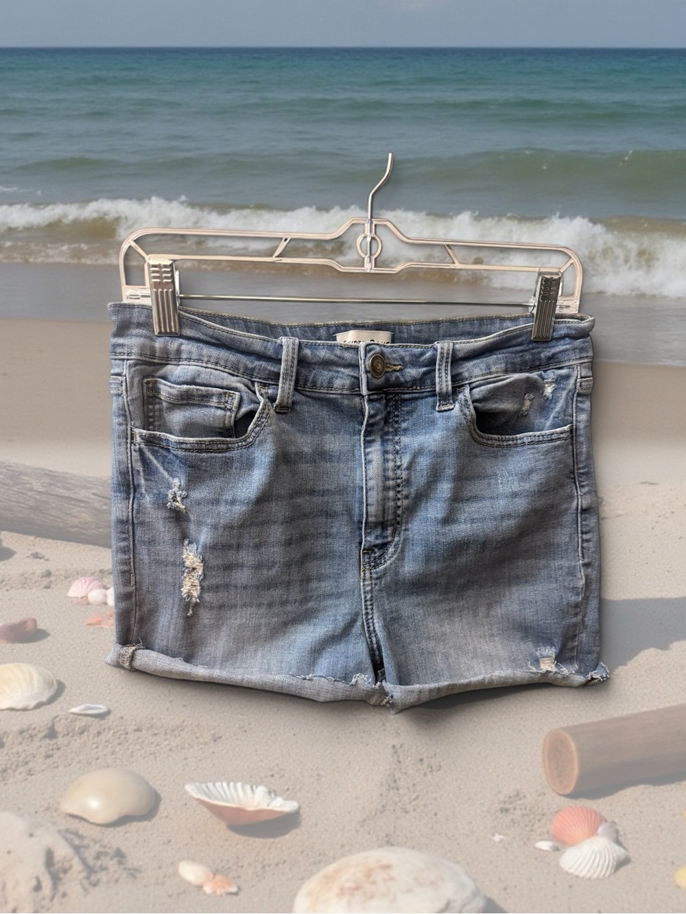 Studio Blue Light Blue Distressed Denim Jean Shorts for Women